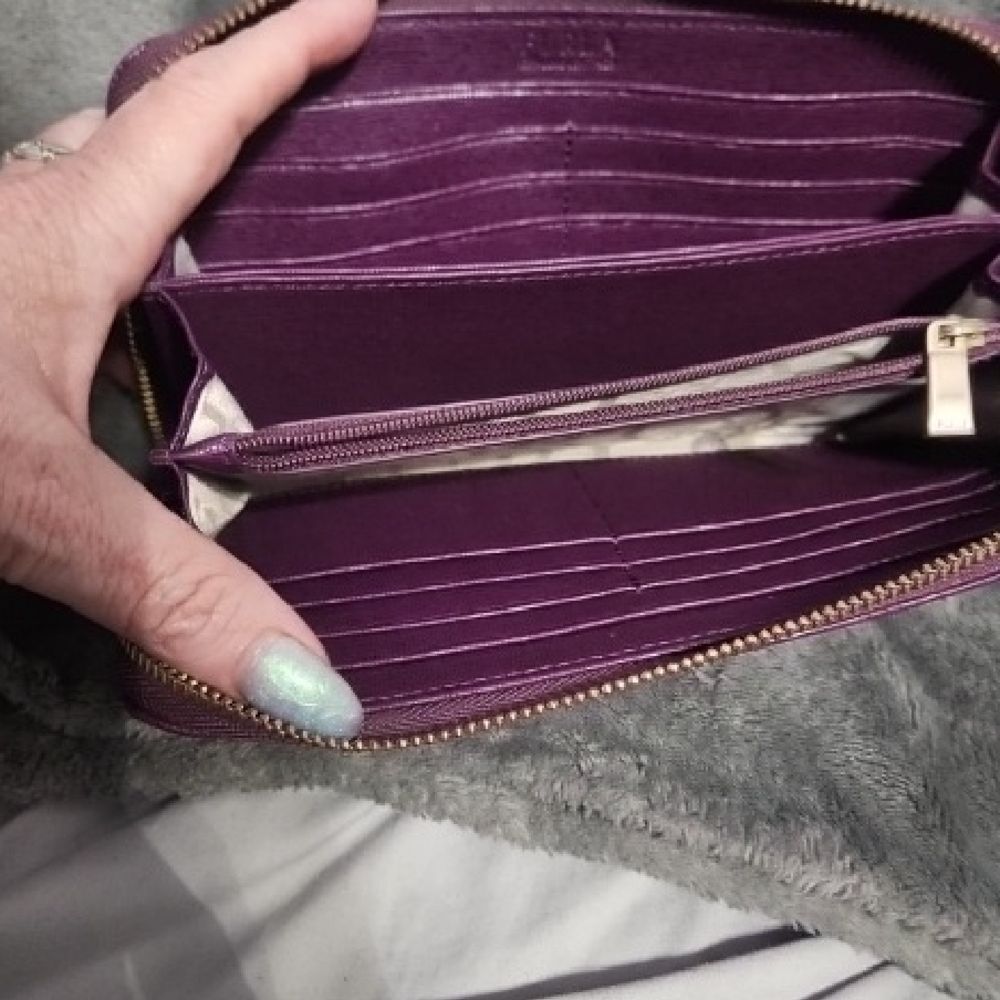 Furla Plum Textured Wallet - Picture 2 of 11